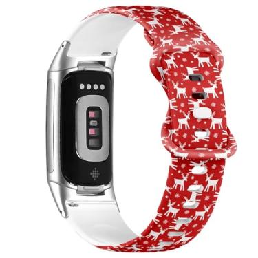 Imagem de Pulseira de silicone macio compatível com Fitbit Charge 5/Fitbit Charge 6 (Natal 2) para mulheres e homens