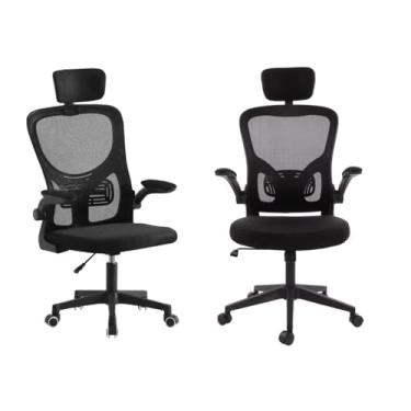 Imagem de Cadeira de Escritório Ergonômica Presidente Reclinável com Encosto Mesh Respirável, Suporte Lombar, Braços Ajustáveis, Altura Regulável, Rodízios 360°, Ideal Home Office, Cabide Integrado