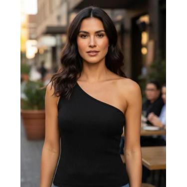 Imagem de Blusa Feminina Nula Manga Básica Casual Canelada Zanca Modas, G, Preto