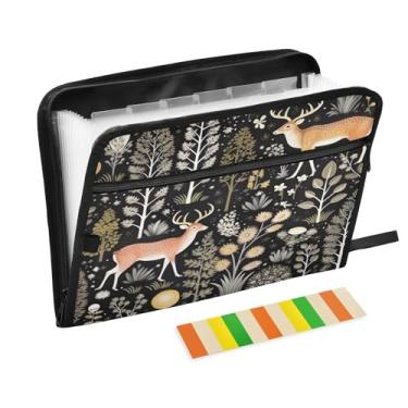 Imagem de Wassud Sika Deers Organizador de arquivos sanfonado com 13 bolsos, pastas expansíveis com abas e adesivos, tamanho carta A4, papel para recibos, documentos, pasta organizadora para viagens de