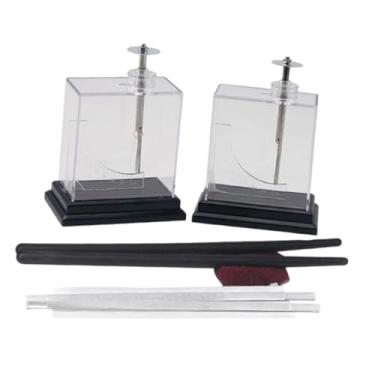 Imagem de Esquirla Eletroscópio de folha metálica com haste de vidro, seda, haste de borracha e cabelo para experimentos de física elétrica em escolas.