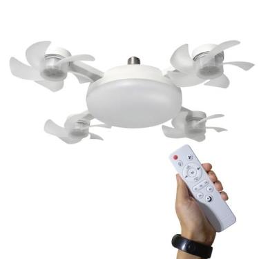 Imagem de Ventilador Drone Lampada Teto Controle Remoto Bocal Led 3 Em 1 Sala Qu