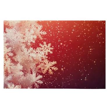 Imagem de CEBUGI Tapete de área 60 x 90 cm macio lavável tapete antiderrapante com revestimento de borracha flocos de neve brancos tapetes de área para sala de estar, quarto, decoração de casa