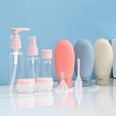 Imagem de 11 garrafas de viagem portáteis com bolsa de armazenamento, garrafas recarregáveis à prova de vazamento para xampu, loção e condicionador, recipientes de cosméticos de viagem, adequadas para