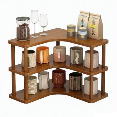 Imagem de Dreamhousey Prateleira de temperos de canto de bancada de cozinha de 3 camadas, armário doméstico, caneca de café, prateleira de armazenamento de copos, organizador de temperos de condimentos, estante
