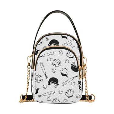 Imagem de Joisal Bolsas pequenas para filhotes marrons para mulheres, bolsa de ombro pequena, vários bolsos, bolsa feminina, bolsa pequena, Equipamento de beisebol pintado à mão, 15*21*8cm