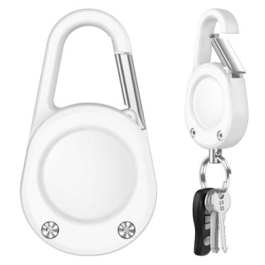 Imagem de PUP COVE Para chaveiro AirTag, suporte impermeável IPX8 AirTag com mosquetão, PC rígido, clipe de bloqueio, chaveiro universal de roda, chaveiro Air Tag para Apple Airtag (branco, 1 pacote)