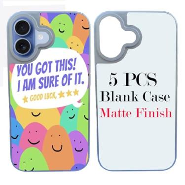 Imagem de JUSTRY Capa para celular com 5 peças de sublimação em branco compatível com iPhone 17, 6,3 polegadas, fácil de sublimar, faça você mesmo, 2 em 1, capa móvel de TPU macio 2 em 1 + inserções prata fosca