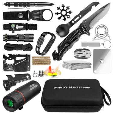 Imagem de Kit de sobrevivência 34 em 1, equipamento tático de sobrevivência de emergência, acessórios de acampamento, acessórios de equipamento de presente para homens, enchimentos de meias de Natal, dia dos