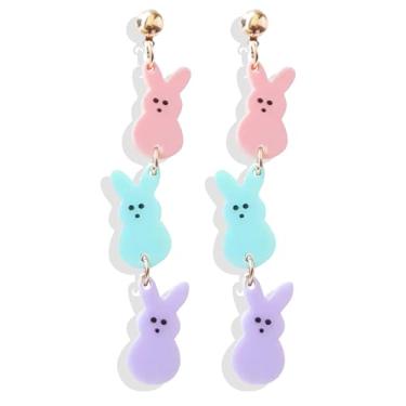 Imagem de Brincos de Páscoa para mulheres, brincos de coelhinho, fofo, primavera, coelho, gota, cesta de Páscoa, decorações para presentes, Zinco, Sem pedra preciosa