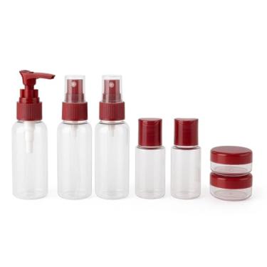 Imagem de Kit de Viagem 8 Peças para Cosméticos Frascos de Plástico Portáteis Cores Variadas (Azul, Roxo e Vinho), Ideal para Shampoo Cremes