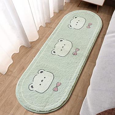 Imagem de TEMBR Tapetes ovais supermacios e fofos, tapetes de ovelha para decoração de quarto de crianças (51 x 80 cm, urso verde)