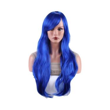 Imagem de Peruca Sintética Longa E Ondulada Verde De 28 Polegadas, Resistente Ao