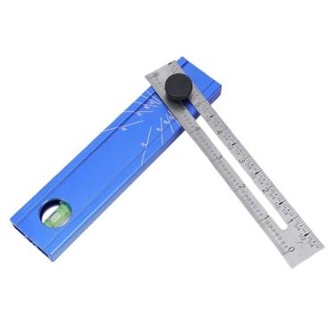 Imagem de Fafeicy Régua de Medição Dobrável, Régua de Marcação para Carpintaria Ajustável Em Vários ângulos Com Nível de Bolha e Botão Giratório, para Projetos de Carpintaria e Artesanato