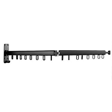 Imagem de A1DFDFGOQSFG / Estante de secagem, haste dupla/haste única, multifuncional, cabide retrátil, dobrável, pendurar na parede, suporte de secagem, interior, exterior, varanda, casaco, cabideiro (preto2)