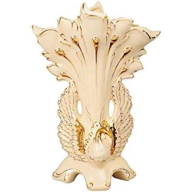 Imagem de Vaso para decoração de vaso arranjo de flores de pavão de alta qualidade para sala de estar flor seca de cerâmica decoração criativa planta dourada decoração de cerâmica