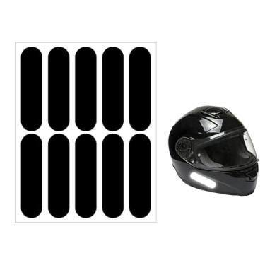 Imagem de 10pçs Fita Refletiva Preta para Capacetes Motocicleta, Adesivos Refletivos Alta Visibilidade Segurança Noturna Decalques Capacete para Bicicleta Patinete Carrinho de Bebê Adesivo & Durável