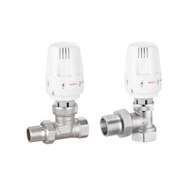 Imagem de 1 peça válvula de termostato de radiador angular reto/Tee/PPR atuador termostato termostato controle de temperatura do aquecedor (1-1/10.2 cm, tipo A)