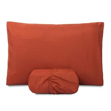 Imagem de Jogo de Cama Solteiro com Lençol e 1 Fronha – Conforto, Maciez e Durabilidade para o Dia a Dia (Terracota)