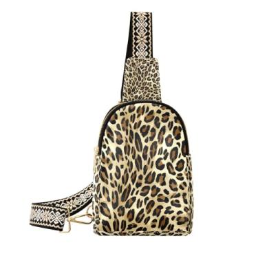 Imagem de CEBUGI Bolsa tiracolo pequena com estampa de leopardo para mulheres, pochetes de couro, bolsa de peito para caminhadas, viagens ao ar livre