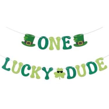 Imagem de Banner One Lucky Dude - Placa de chá de bebê Lucky One, decorações de festa de primeiro aniversário do Dia de São Patrício