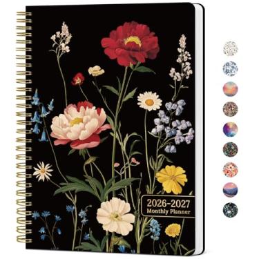 Imagem de Agenda mensal 2026-2027, calendário estético de 2 meses, 24 meses de janeiro de 2026 a dezembro de 2027, agenda mensal de 26 a 27, perfeita para escola, escritório, casa, 17,8 x 25,4 cm - flor de