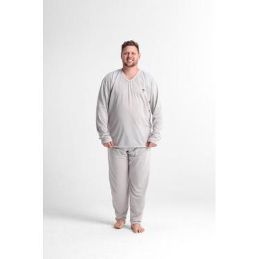 Imagem de Pijama Masculino Extra Grande Longo Camisa E Calça Plus Sise - EMC Sto