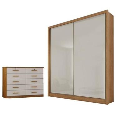 Imagem de Guarda Roupa Solteiro Toledo e Cômoda Seul Cumaru 25 Fendi - Novo Hori