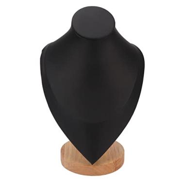 Imagem de Suporte de exibição de colar elegante suporte de busto de joias de madeira Organizador de exibição de corrente de colar multiuso para lojas domésticas Feiras Preto Branco Cinza (Preta)