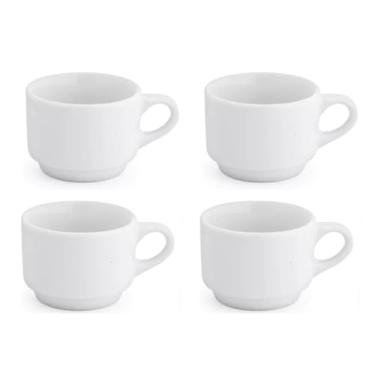 Imagem de Kit de 16 Xícaras-Caneca de Porcelana 150ml – Alta Durabilidade, Ideal para Café, Chá, Chocolate Quente, Festas e Buffets (Branco)