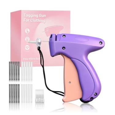 Imagem de Pistola de etiquetagem de pontos para roupas, fixador de roupas rápido, kit de mini pistola de costura com 5 agulhas finas e 2000 fixadores, reparo de tecido sem costura para casa (roxo)