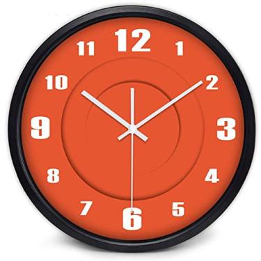 Imagem de U5GAAALPPQ9 Relógios de parede breve laranja círculo placa design vidro e metal relógio de parede hotel e restaurante 35 cm/14 pol