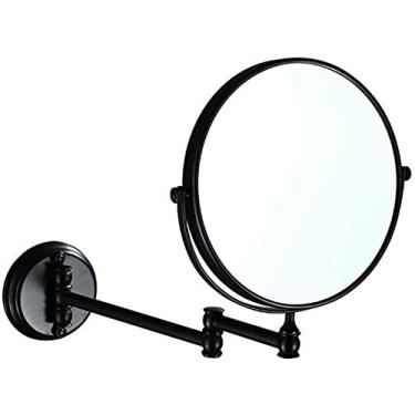 Imagem de U5GAAALPPQ9 Espelhos Vanity Preto Redondo Beleza Montado na Parede Dupla Face Ampliação 3X Retrátil Dobrável Banheiro Vanity Mesa (Cor: Preto, Tamanho: 20 cm 3 X)