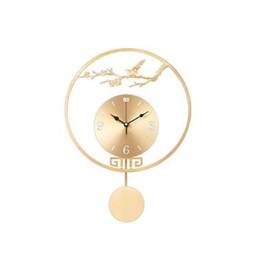 Imagem de U5GAAALPPQ9 Relógio de parede novo estilo chinês relógio de parede cobre casa sala de estar quarto decoração de parede mudo relógio de parede oco número 19,09 polegadas decoração relógio (tamanho: B2