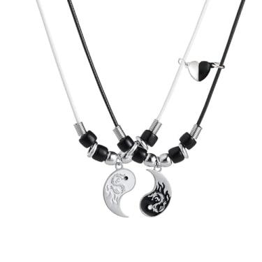 Imagem de 1 par de pulseiras de atração mútua para casais amor infinito coração combinando cruz Yin Yang feito à mão trançado relacionamento cordão ajustável para ele e para ela melhor amigo promessa presente de dia dos namorados, Metal metal cordão corda esmalte, Cabo