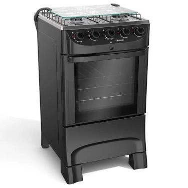 Imagem de Fogão 4 Bocas a Gás Mueller com Acendimento Automático e Forno 48L Preto Fosco Bivolt - MFI4BB