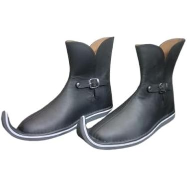 Imagem de Botas de couro medieval Viking Shoe Mens Reencenactment Boots sca Larp, Preto, 44