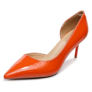 Imagem de VenusCelia D'Osay Sapato feminino de salto agulha, Patente laranja, 35