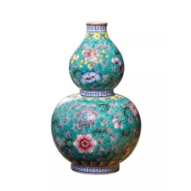 Imagem de Vaso de cerâmica de flores frescas, pintado à mão, esmaltado, colorido, vaso para decoração de sala de estar, vaso de porcelana, móveis e ornamentos adequados para uso interno