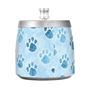 Imagem de STAYTOP Cinzeiro fofo com impressão de pata de gato e cachorro, com tampa, aço inoxidável à prova de vento, sem fumaça, cinzeiro grande para uso ao ar livre para decoração de escritório em casa