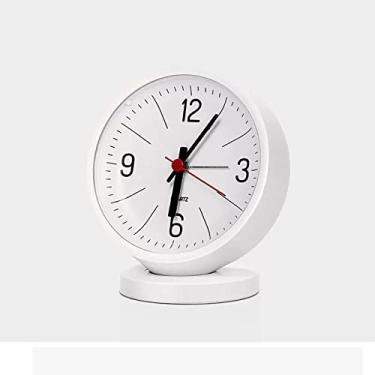 Imagem de Despertador para quarto sem tique-taque para crianças com luz de fundo, operado por bateria, sino alto para pessoas com sono pesado/adulto, relógio de mesa para decoração de casa (branco)