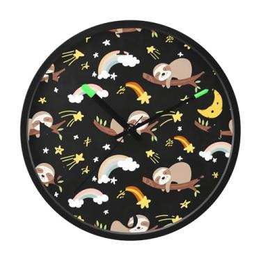 Imagem de STAYTOP Lindo relógio de parede LED preguiça adormecido para quarto com brilho noturno, relógios de parede silenciosos de 30 cm para decoração de sala de estar, controle de som, relógio de parede