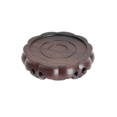 Imagem de Base de vaso base de exibição de plantador circular, suporte de bonsai de madeira para decoração de bule de chá com pedestal (grande)