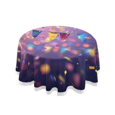 Imagem de Qilmy Toalha de mesa redonda de palmeira de treliça verde, 152 cm, resistente à água, à prova de derramamento, capa de mesa grande para jantar de reunião de família em ambientes internos e externos