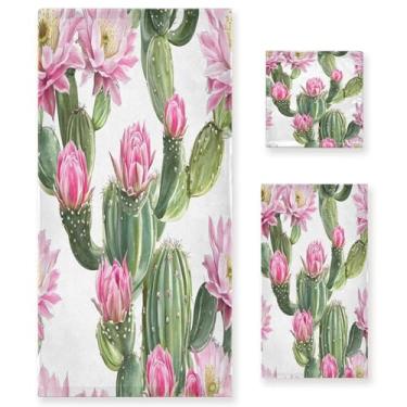 Imagem de xigua Conjunto de toalhas de banheiro de cacto aquarela absorvente macio 3 peças toalha de banho toalha de mão toalhas decorativas para banheiro, academia, hotel, praia, piscina