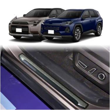 Imagem de GZBFTDH Capa protetora para peitoril de porta Toyota RAV4 2025 2026, aço inoxidável, acessórios de guarnição de placa de proteção de entrada de porta externa, adesivo de decoração de interiores-prata