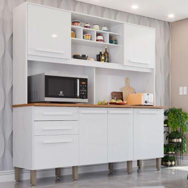 Imagem de Armário Para Cozinha 6 Portas 2 Gavetas Luna Top Imop Móveis Branco Neve