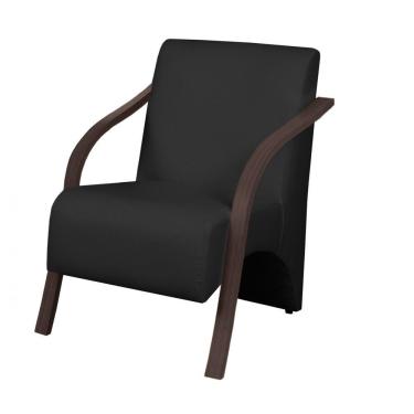 Imagem de Poltrona 1 Lugar Vênus Braço Madeira D Salla Courino Preto