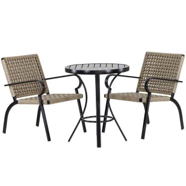 Imagem de 2 Cadeiras Corda Náutica E Mesa Tampo Ripado Edícula, Jardim Rami