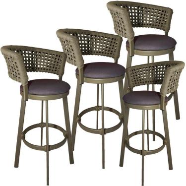 Imagem de 4 Banqueta Somália Em Alumínio E Corda Náutica Jardim Rami